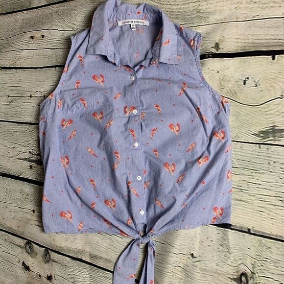 🔮 COLLECTIVE CONCEPTS Button Tie Top - Picture 1 of 5